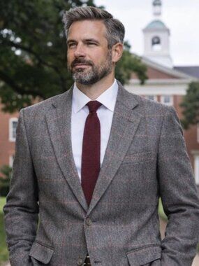 Vintage 90’s Burberrys Tweed Blazer 42R Gray Windowpane Wool Sport Coat